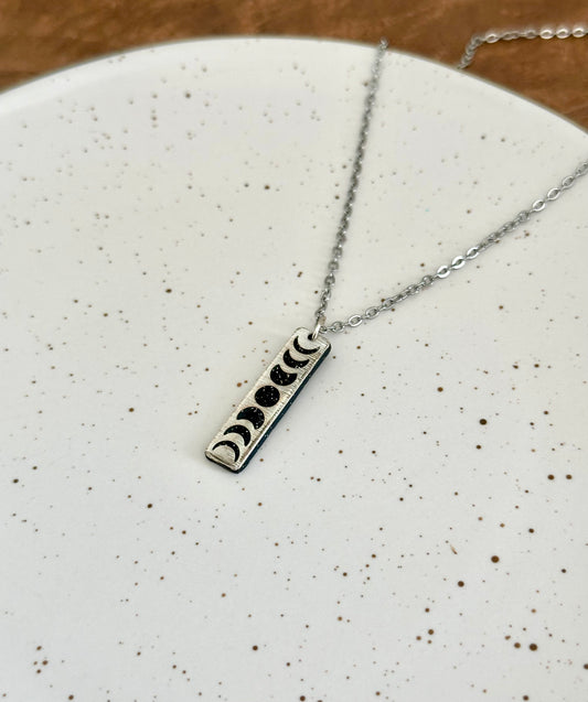 Moon Phase Silver Necklace