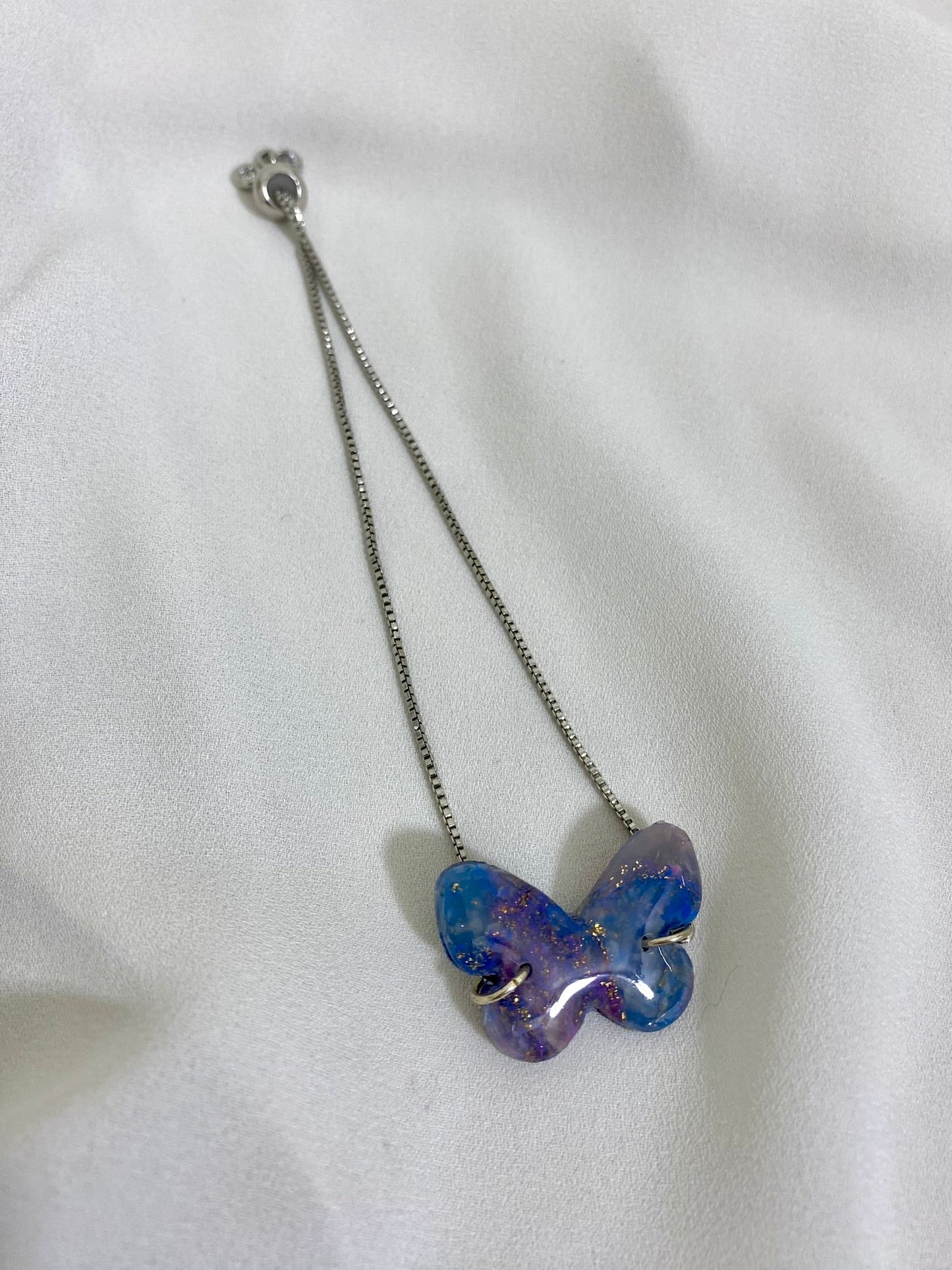Cosmic Butterfly Silver Chain - Adjustable Bracelet