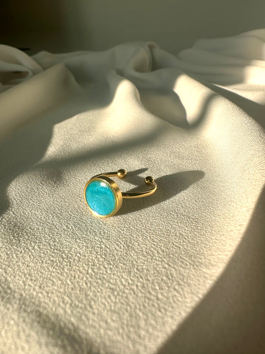Turquoise Pearl - Adjustable Gold Ring