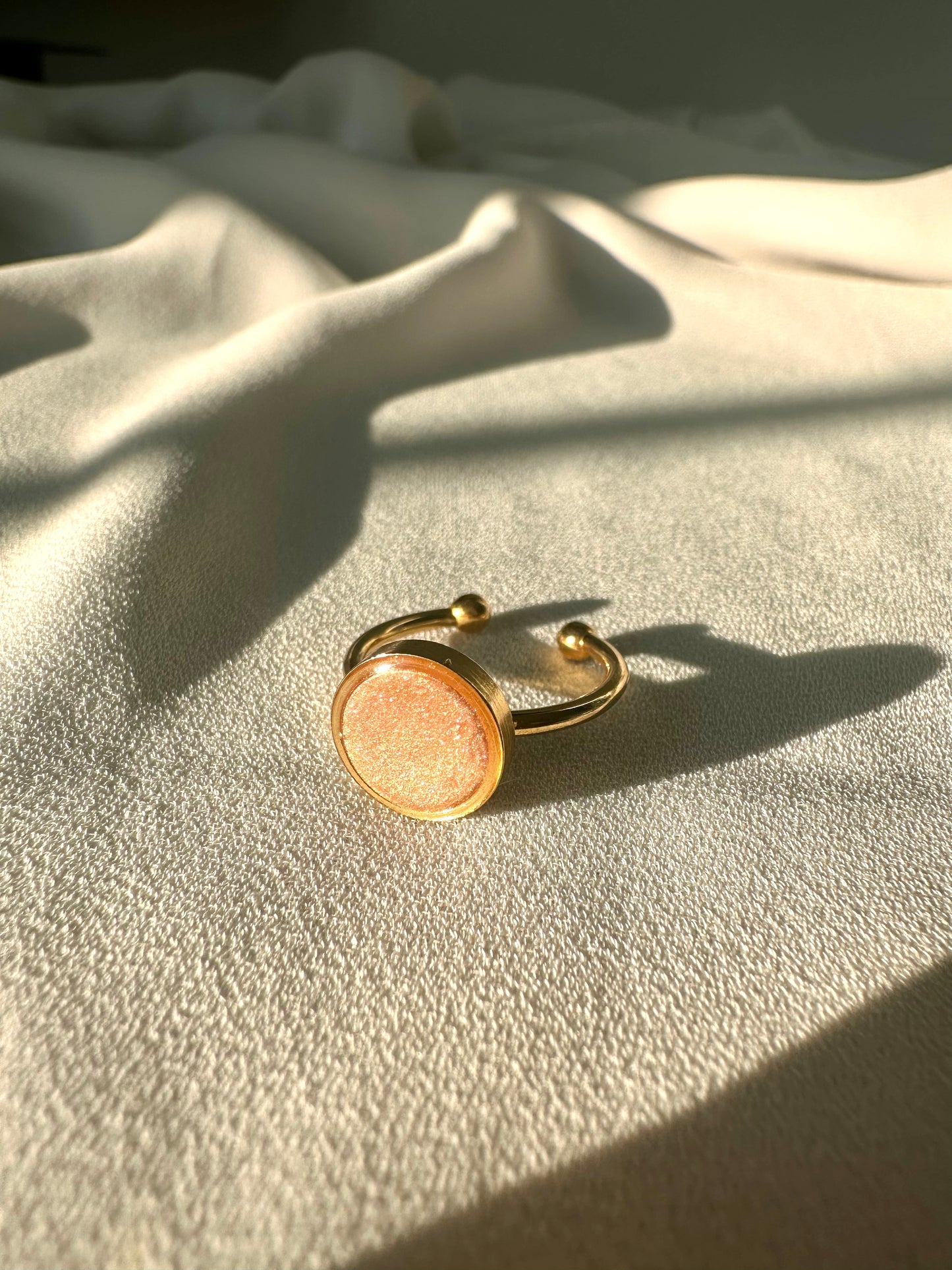 Copper Pearl - Adjustable Gold Ring