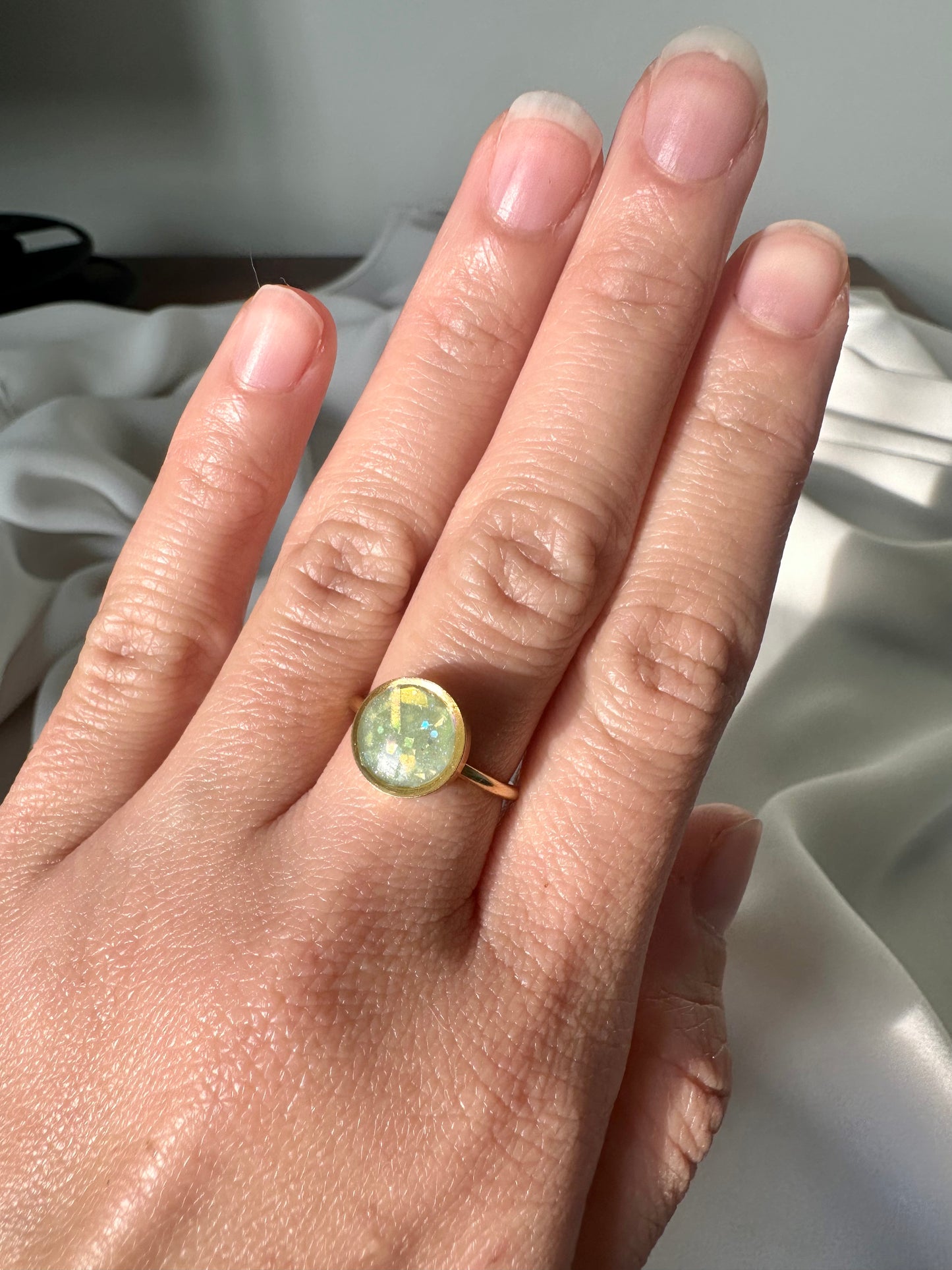 Jade Opal- Adjustable Gold Ring
