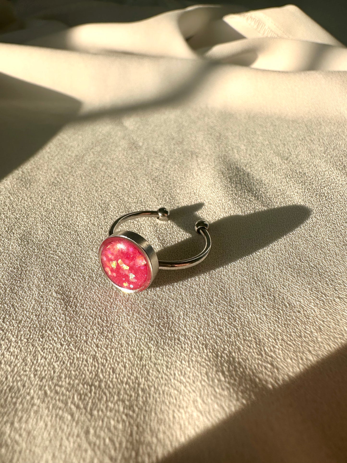 Red Opal - Adjustable SS Ring