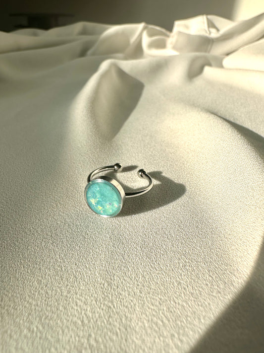 Aquamarine Opal - Adjustable SS Ring