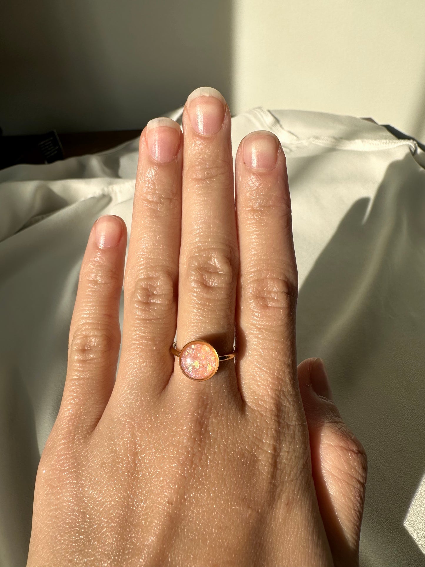 Sunstone Opal - Adjustable Gold Ring