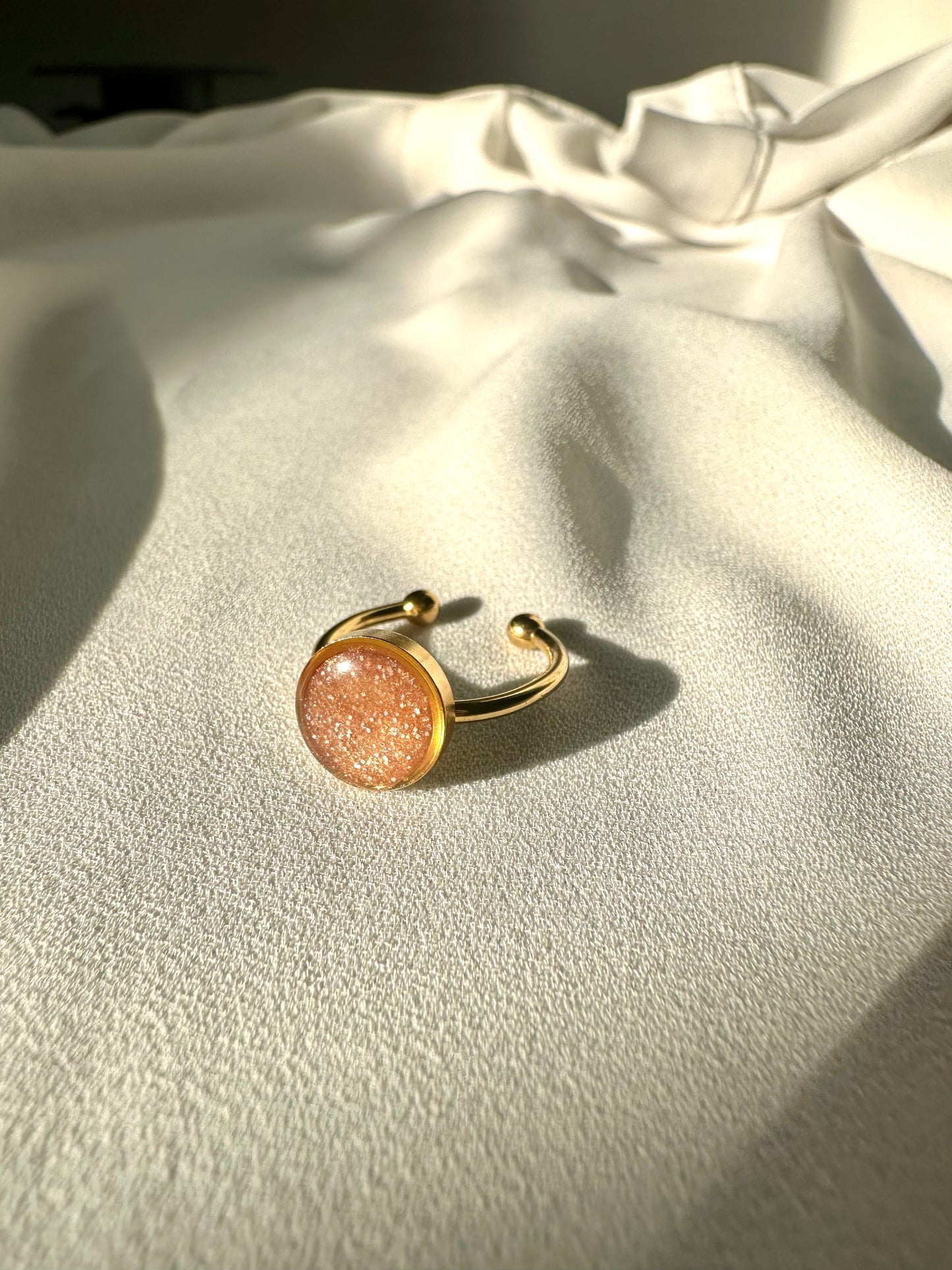 Rose Gold Glitter - Adjustable Gold Ring