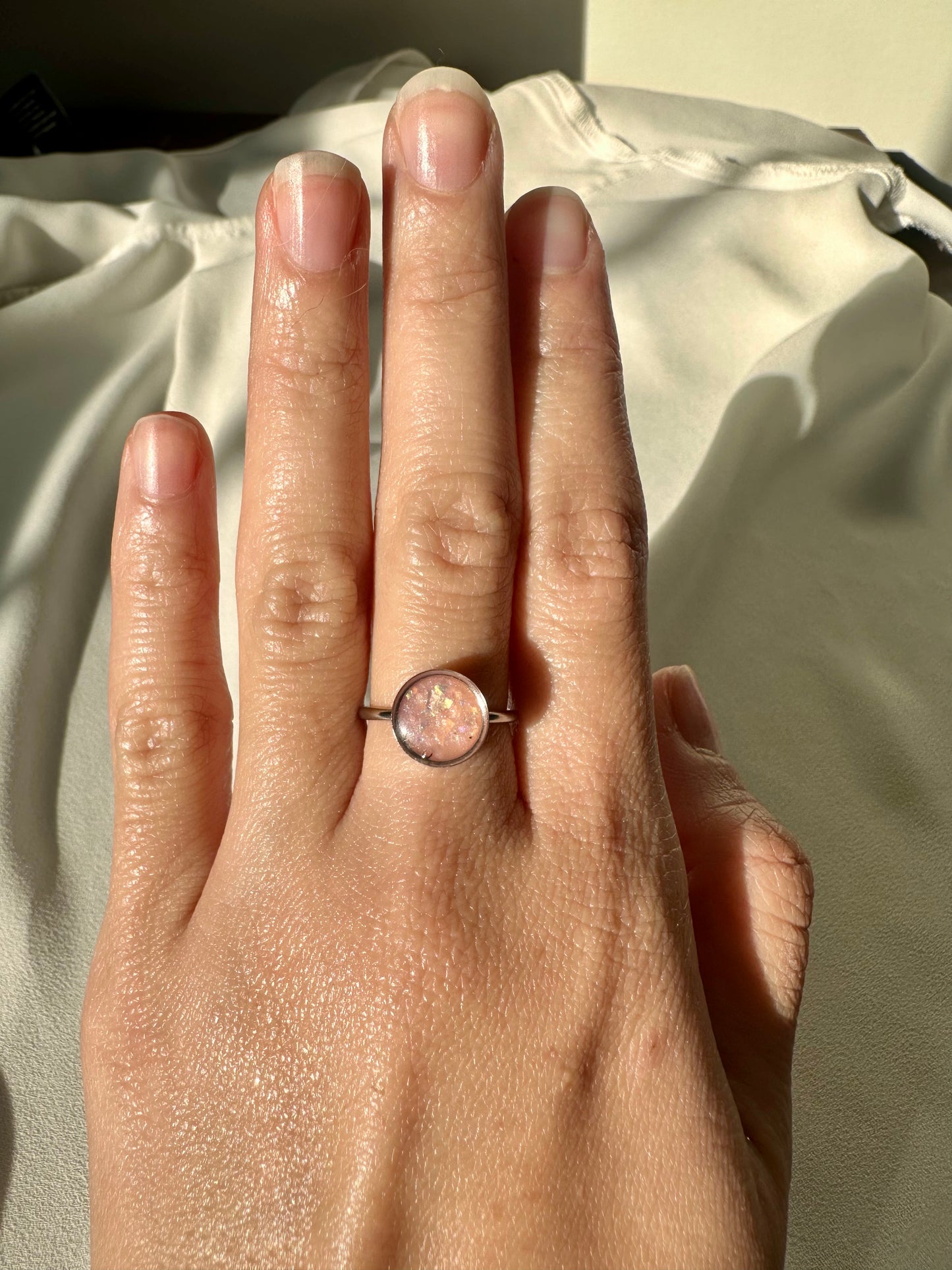Sunstone Opal - Adjustable SS Ring