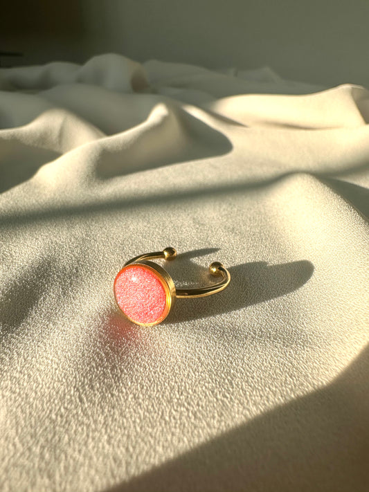 Pink Pearl - Adjustable Gold Ring