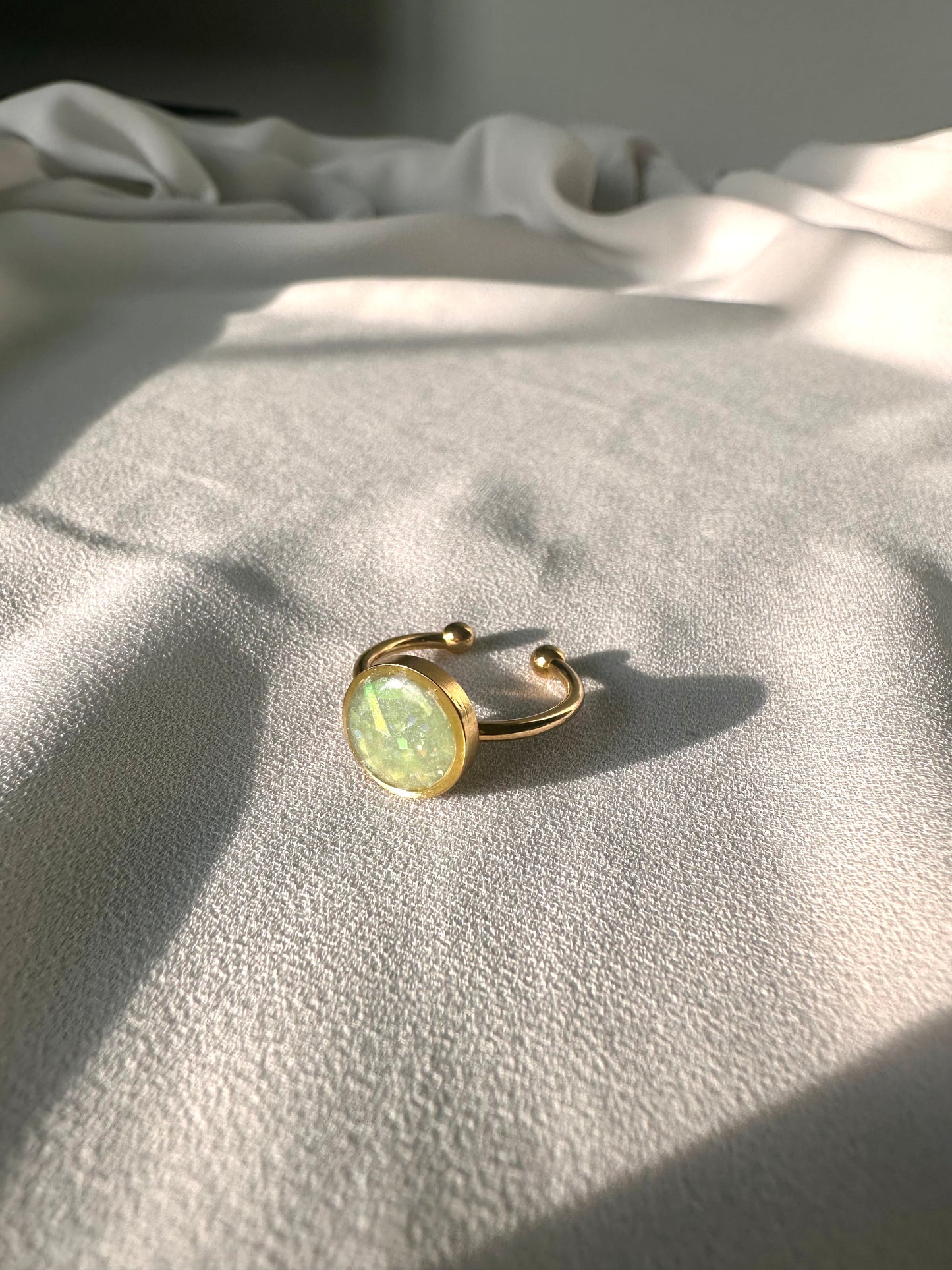 Jade Opal- Adjustable Gold Ring